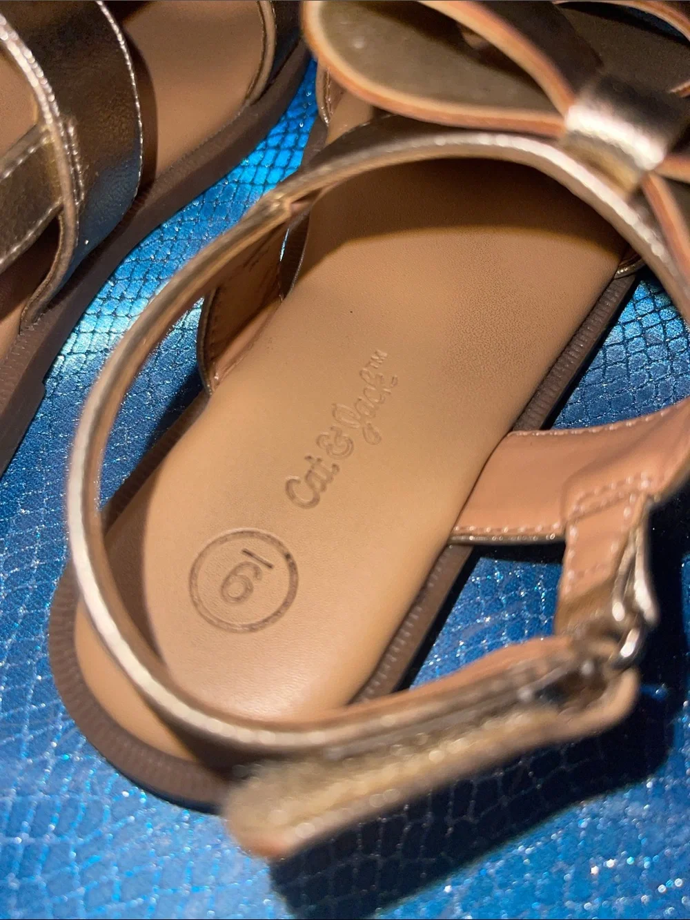 Cat & Jack Metallic Rose Gold Bow Sandals for Kids